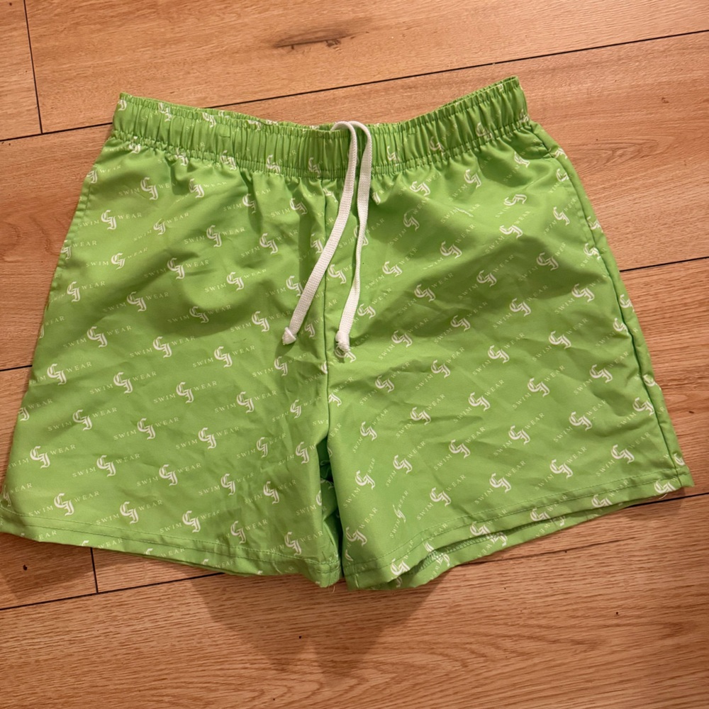 Green Patterned Swim Shorts